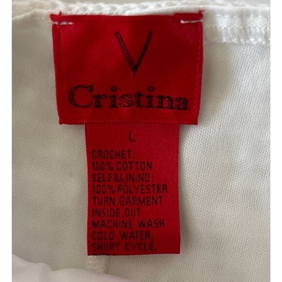 V Christina Dress L White Crochet Animal Print Flare Midi Beachy Boho Sleeveless - Picture 2 of 7